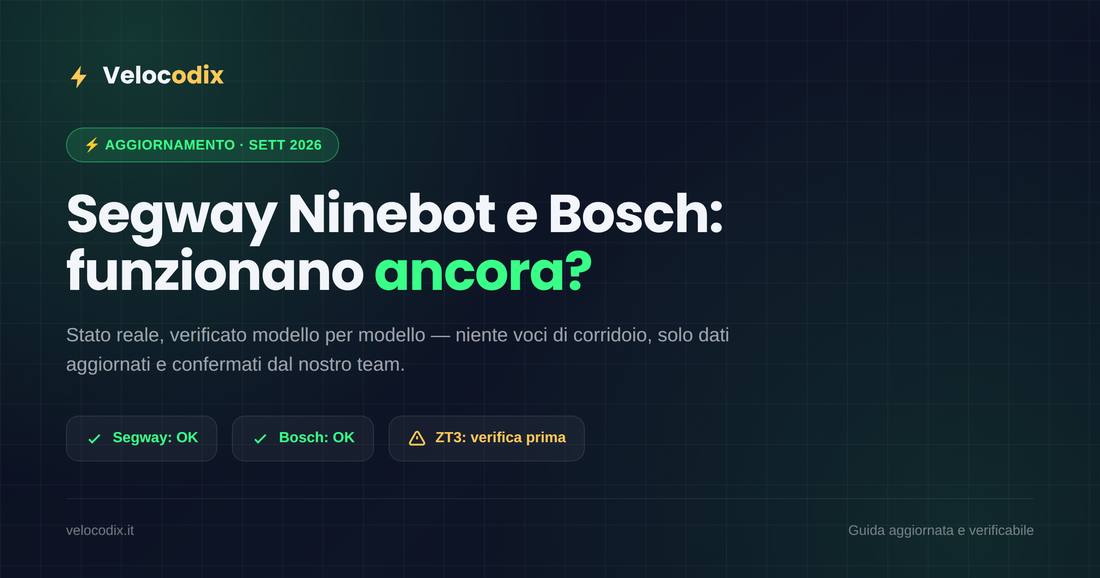 Segway Ninebot e Bosch: I Codici Funzionano Ancora? Stato Aggiornato Settembre 2026